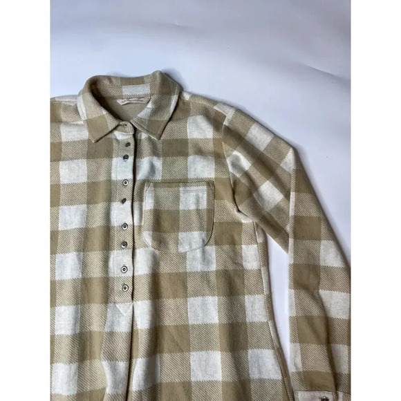 Soft Surroundings Women's Cream Plaid Pullover Sweater Half Button Size XS - Picture 2 of 6